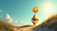 bitcoin surges ethereum plods